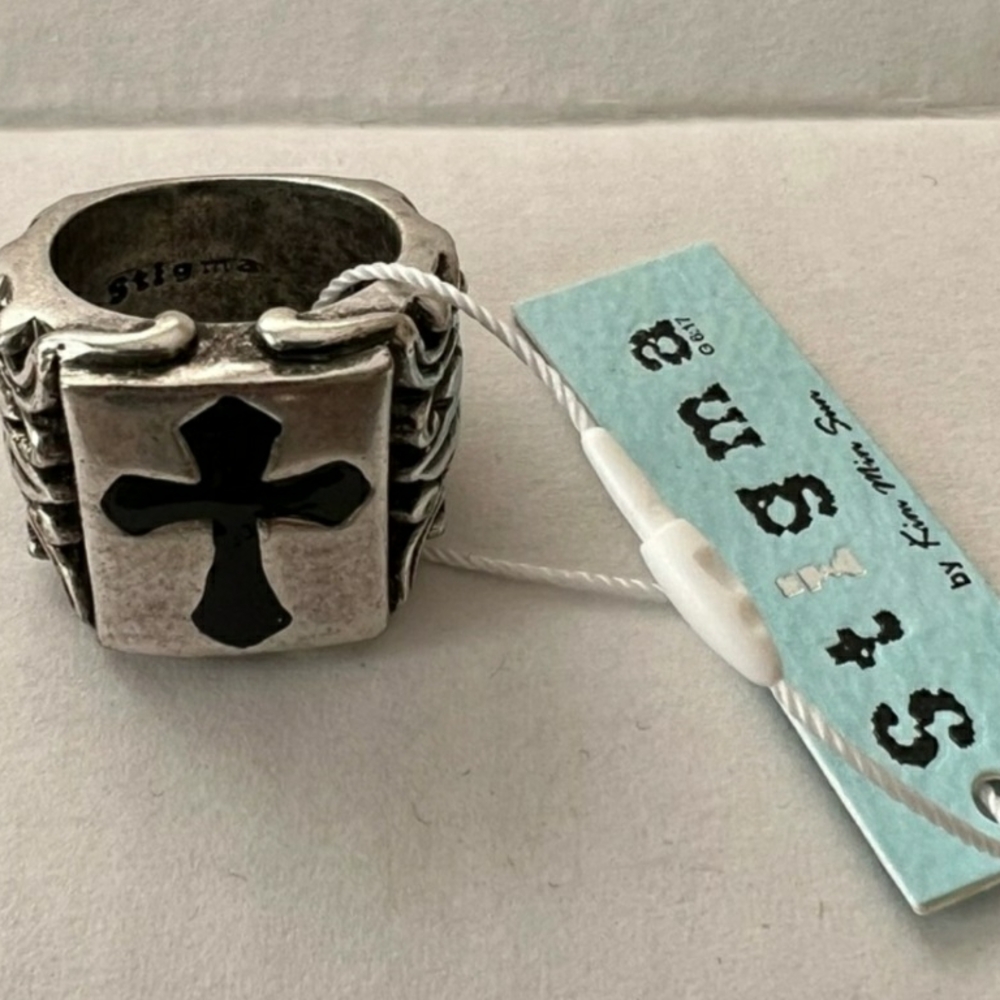 Stigma By Kim Min Sun Ring with Black Cross NWT